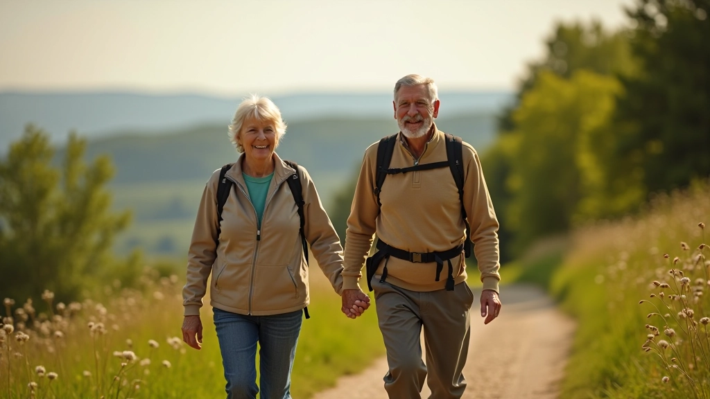 Group of older adults walking together on trail