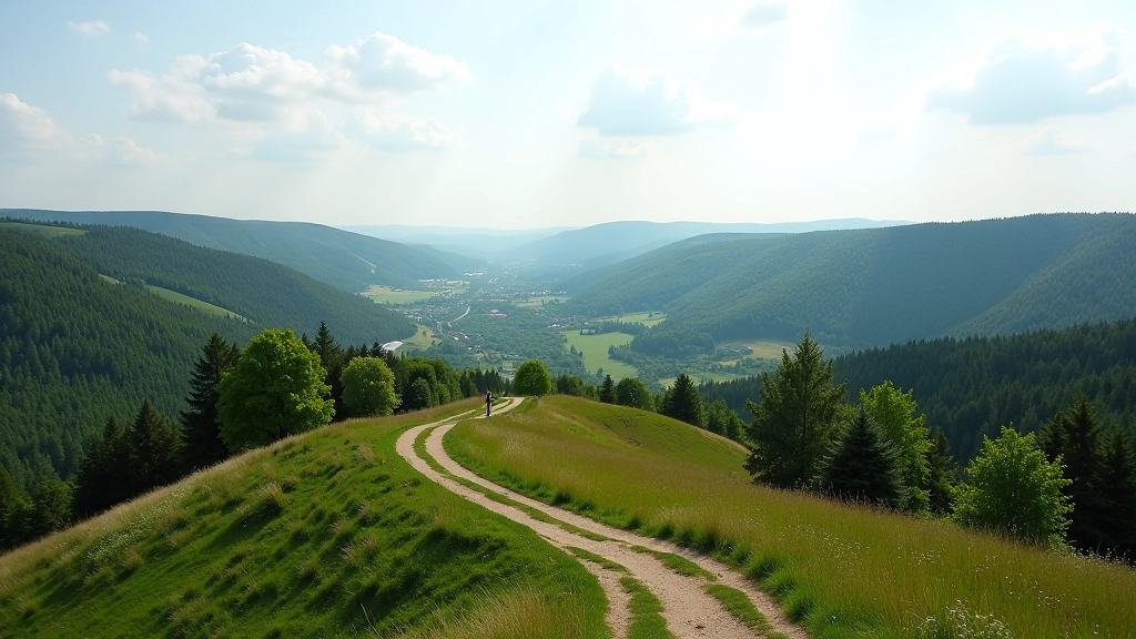 Panoramic valley landscape with multiple viewpoints