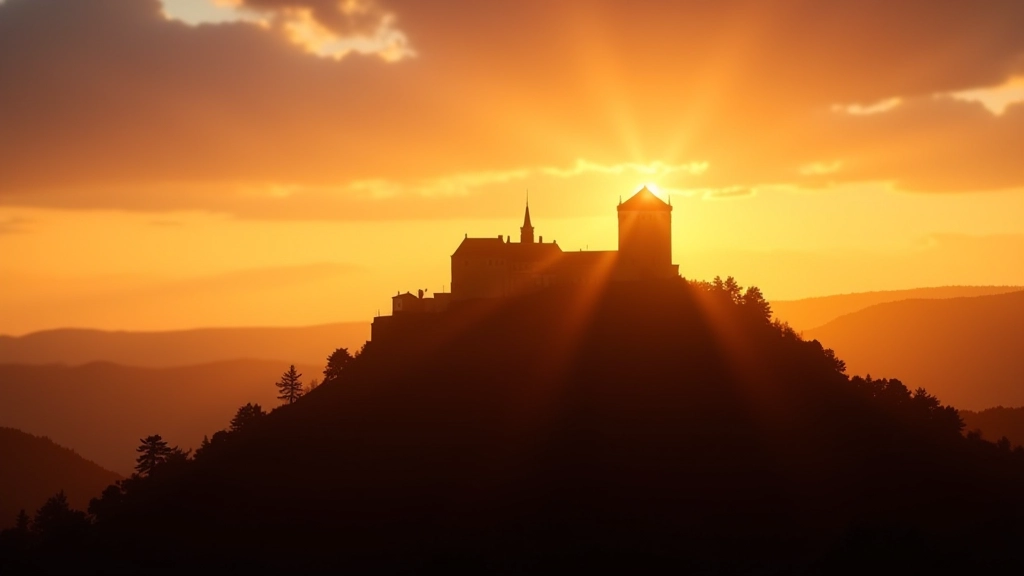 Castle silhouette at sunset